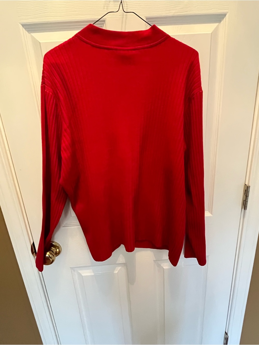 Doncaster Bright Red Hook-Front Ribbed Jacket - Picture 2 of 4